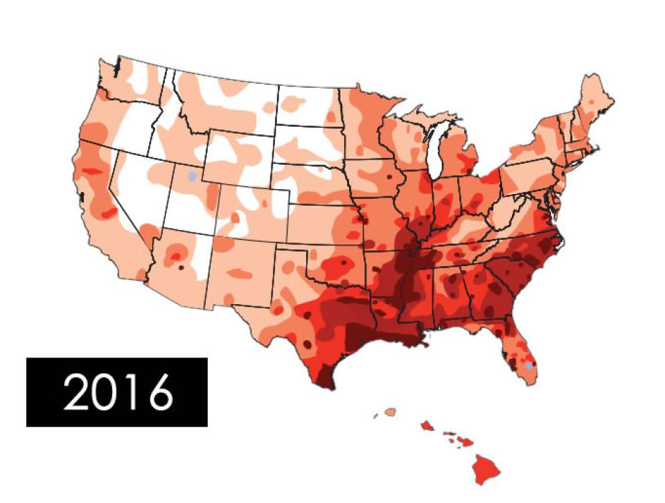 2016 Heartworm map