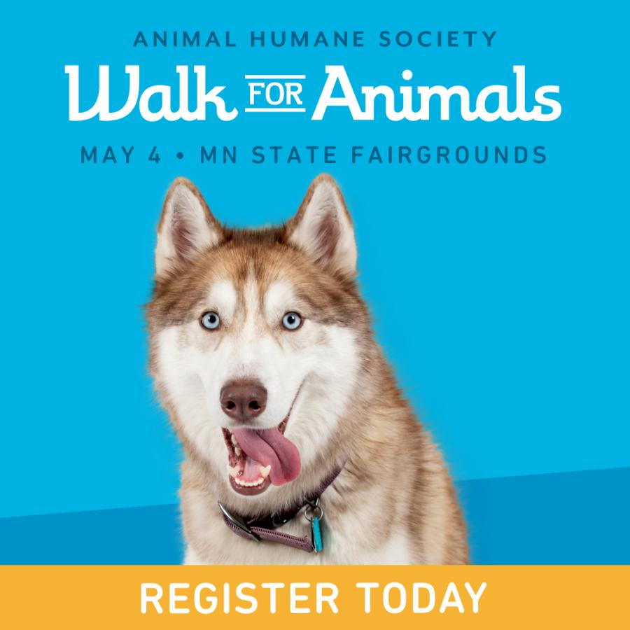 Register today for the Walk for Animals on May 4. 